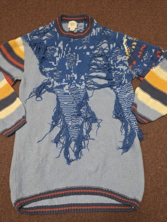BDG Sweaters - Urban Outfitters BDG Marlon Spliced Sweater Distressed Fringe Deadstock Small